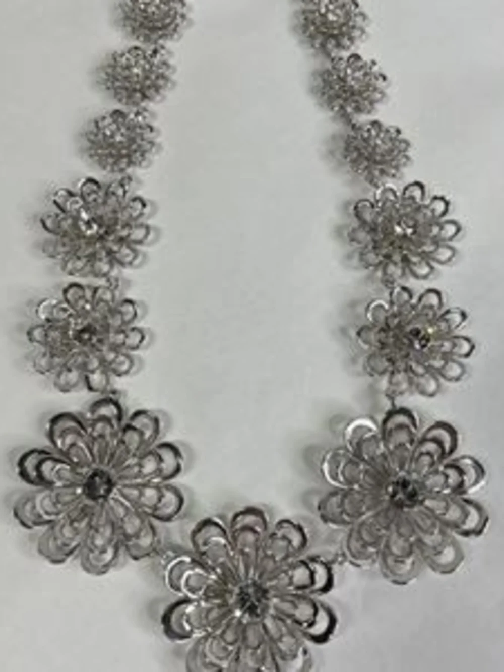 Kate Spade Silver Tone Flower Statement Necklace
